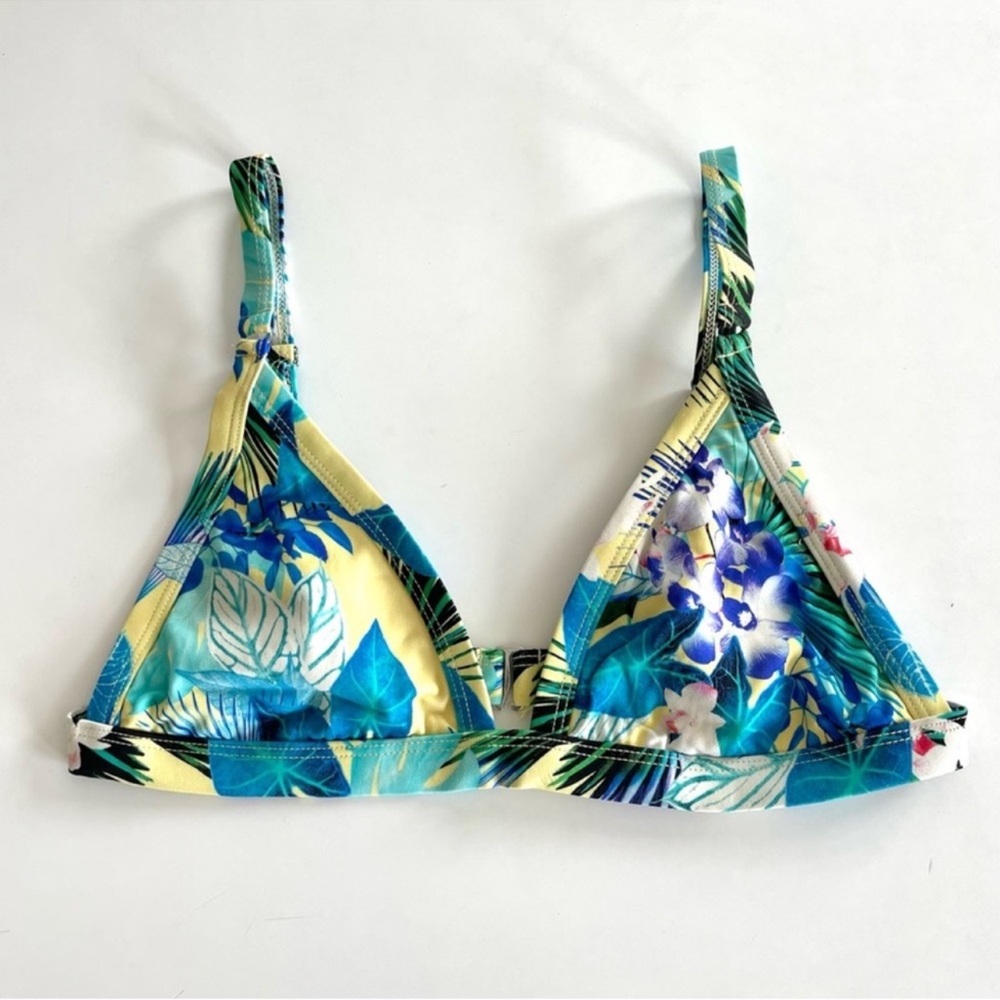 PacSun LA Hearts Multi-Color Tropical Floral Print Triangle Bikini Top | Small
